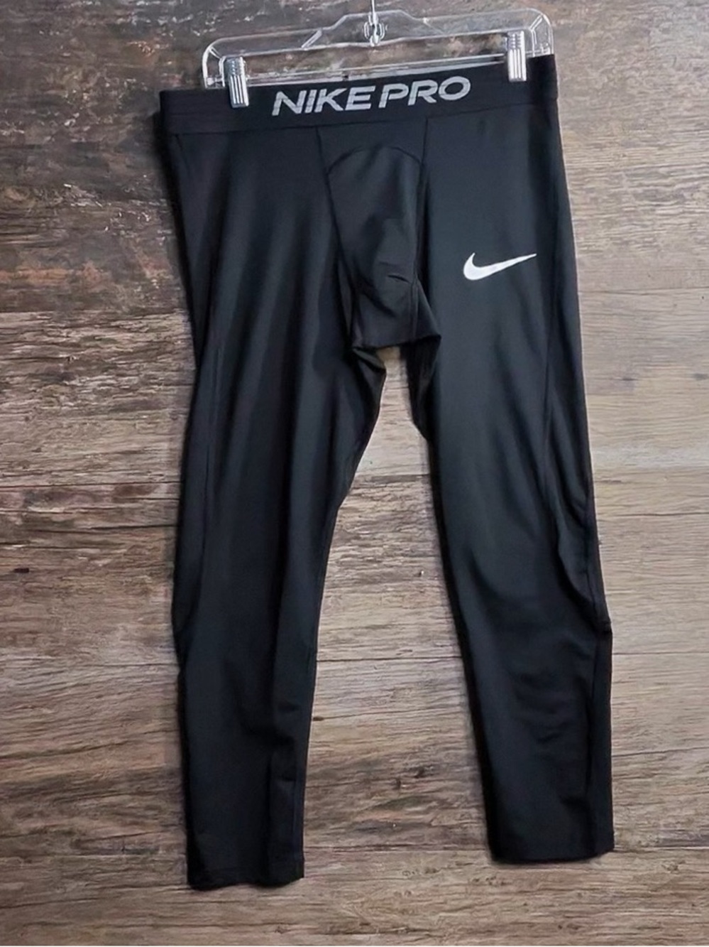 Nike Black Pro Compression Leggings with White Swoosh